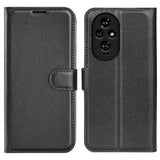 EIDERWOOD Honor 200 5G Case with Card Holder – Litchi Texture Faux Leather Flip Cover - Black