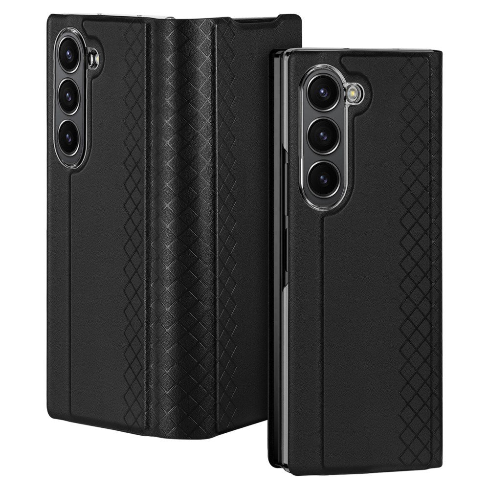 DUX DUCIS Bril Series for Samsung Galaxy Z Fold6 5G Case Card Slot Leather Stand Phone Case - Black