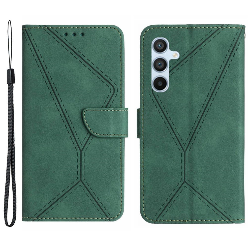 EIDERWOOD Samsung Galaxy S24 FE Patterned Leather Case with Wallet and Strap - Green