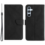 EIDERWOOD Samsung Galaxy S24 FE Patterned Leather Case with Wallet and Strap - Black