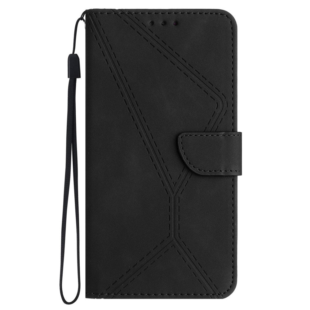 EIDERWOOD Samsung Galaxy S24 FE Patterned Leather Case with Wallet and Strap - Black