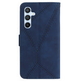 EIDERWOOD Samsung Galaxy S24 FE Patterned Leather Case with Wallet and Strap - Blue