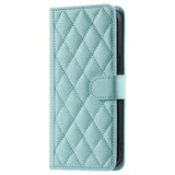 EIDERWOOD iPhone 16 Pro Max Leather Flip Case w. Wallet & Strap - Rhombus - Turquoise