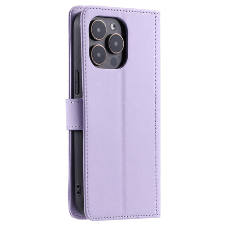 EIDERWOOD iPhone 16 Pro Max Leather Flip Case w. Wallet & Strap - Rhombus - Purple