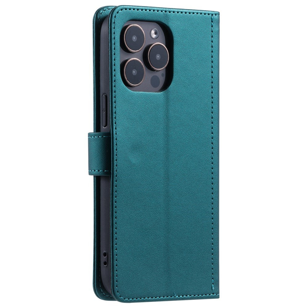 EIDERWOOD iPhone 16 Pro Max Leather Flip Case w. Wallet & Strap - Rhombus - Green