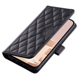 EIDERWOOD iPhone 16 Pro Max Leather Flip Case w. Wallet & Strap - Rhombus - Black