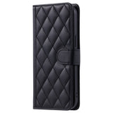 EIDERWOOD iPhone 16 Pro Max Leather Flip Case w. Wallet & Strap - Rhombus - Black