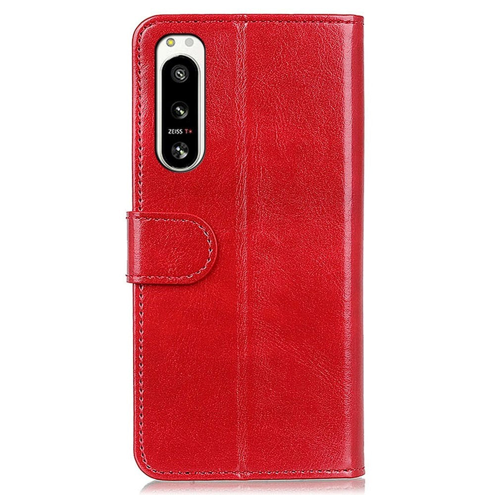 Sony Xperia 5 IV Classic Leather Flip Case w. Stand & Wallet - Red