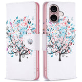 EIDERWOOD iPhone 16 Plus Leather Case w, Wallet & Print - Flower Tree