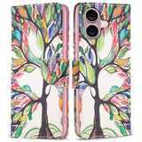 EIDERWOOD iPhone 16 Leather Case w, Wallet & Print - Colorful Tree