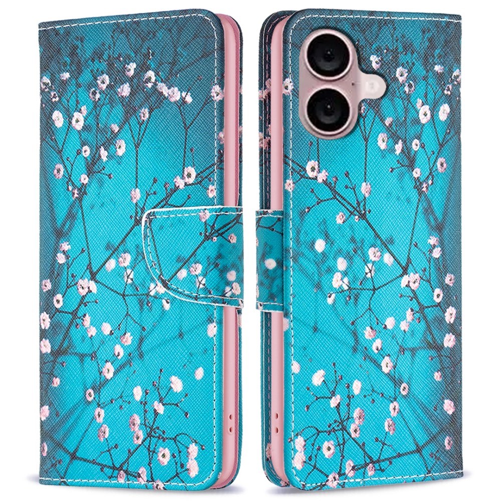 EIDERWOOD iPhone 16 Leather Case w, Wallet & Print - Cherry Tree