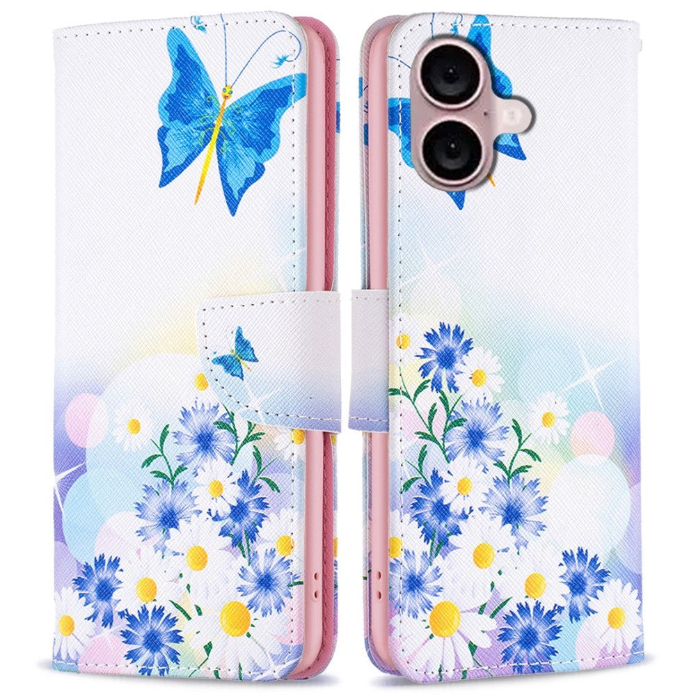 EIDERWOOD iPhone 16 Leather Case w, Wallet & Print - Flowers and Butterfly