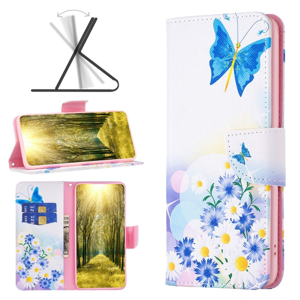 EIDERWOOD iPhone 16 Leather Case w, Wallet & Print - Flowers and Butterfly