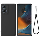 Motorola Moto G85 (5G) Liquid Silicone Case w. Strap - Black