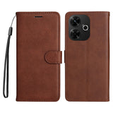 EIDERWOOD Xiaomi Redmi 13 Faux Leather Case with Wallet and Strap - Brown