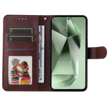 EIDERWOOD Samsung Galaxy S24 FE Leather Flip Case with Wallet and Strap - Brown