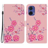 EIDERWOOD Motorola Moto G85 (5G) Leatherette Case w. Wallet & Strap - Pink Flowers