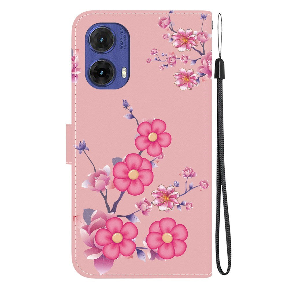 EIDERWOOD Motorola Moto G85 (5G) Leatherette Case w. Wallet & Strap - Pink Flowers