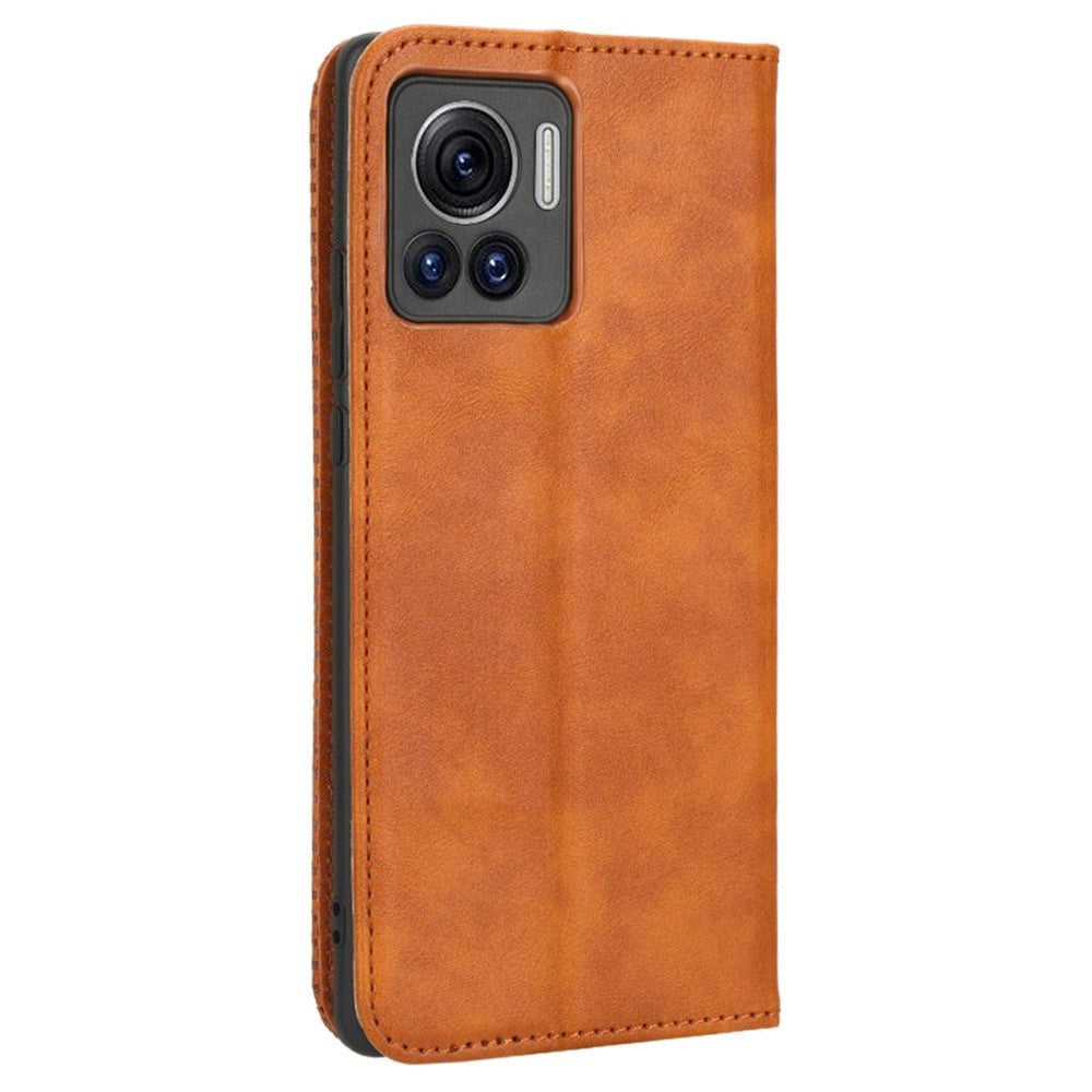 Motorola Edge 30 Ultra Leather Flip Case with Stand and Wallet - Brown