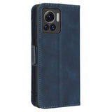 Motorola Edge 30 Ultra Leather Case w. Stand / Card Holder & Extra Card Pocket - Blue