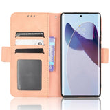 Motorola Edge 30 Ultra Leather Case w. Stand / Card Holder & Extra Card Pocket - Pink