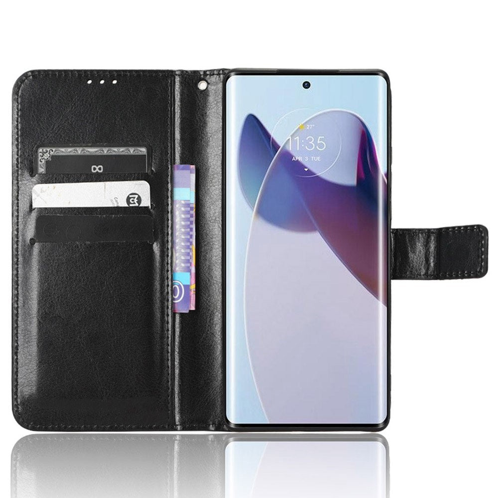 EIDERWOOD Motorola Edge 30 Ultra Faux Leather Flip Case with Stand & Wallet - Black