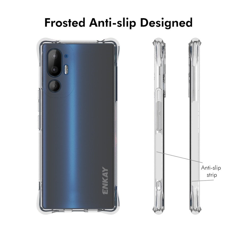 HTC U24 Pro (5G) Plastic Case with Shock Absorbing Corners - Transparent