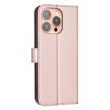 iPhone 16 Pro Checkered Leatherette Flip Wallet Case with Strap - Rose Gold