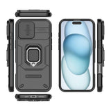 EIDERWOOD iPhone 16 Plus Tough Case w. Magnetic Kickstand & Cam Slider - Black