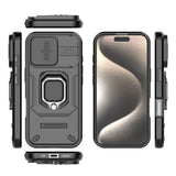 EIDERWOOD iPhone 16 Pro Tough Case w. Magnetic Kickstand & Cam Slider - Black