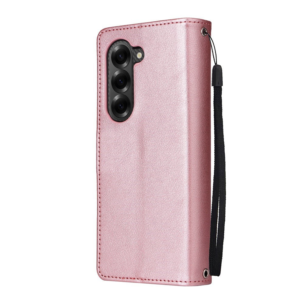 EIDERWOOD Samsung Galaxy Z Fold6 Faux Leather Flip Case with Card Holder & Strap - Pink