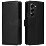 EIDERWOOD Samsung Galaxy Z Fold6 Faux Leather Flip Case with Card Holder & Strap - Black