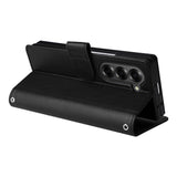 EIDERWOOD Samsung Galaxy Z Fold6 Faux Leather Flip Case with Card Holder & Strap - Black