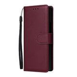 EIDERWOOD Samsung Galaxy Z Fold6 Faux Leather Flip Case with Card Holder & Strap - Dark Red