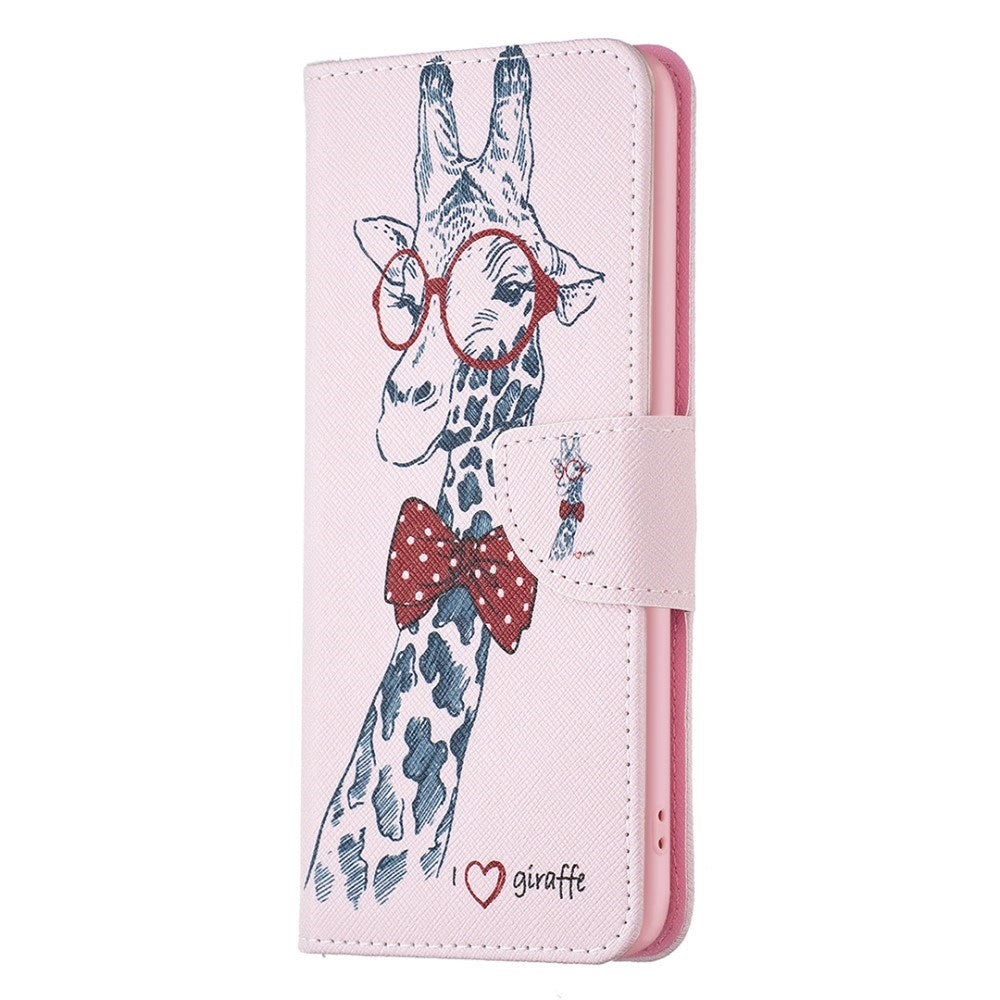 EIDERWOOD Samsung Galaxy A16 Læder Flip Cover m. Pung & Print - Giraffe with Glasses