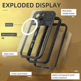 iPhone 16 Pro Waterproof Tough Case w. Screen Protector and Strap - MagSafe Compatible - Transparent / Black