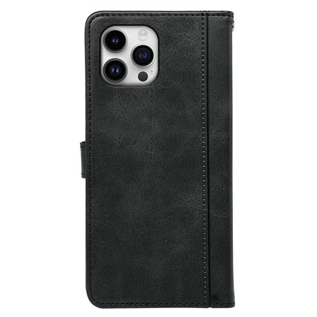 EIDERWOOD iPhone 16 Pro Leather Flip Case w. Stand Function & Wallet - Black