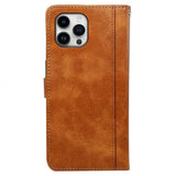 EIDERWOOD iPhone 16 Pro Leather Flip Case w. Stand Function & Wallet - Light Brown