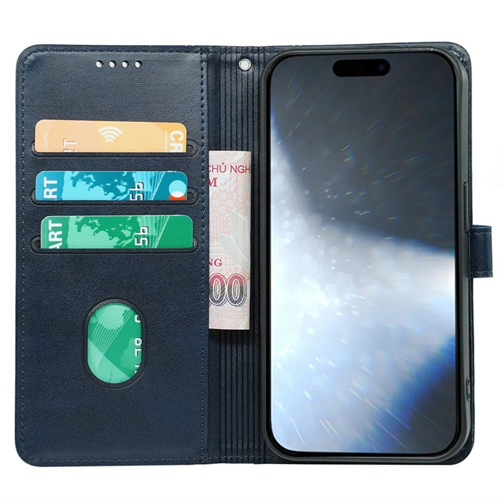 EIDERWOOD iPhone 16 Pro Leather Flip Case w. Stand Function & Wallet - Blue