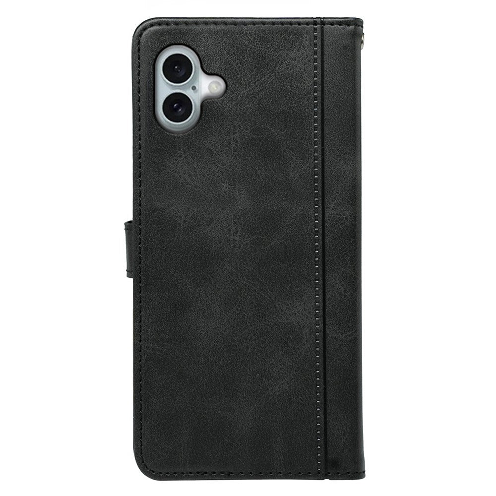 EIDERWOOD iPhone 16 Leather Flip Case w. Stand Function & Wallet - Black