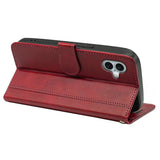 EIDERWOOD iPhone 16 Leather Flip Case w. Stand Function & Wallet - Red