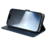 EIDERWOOD iPhone 16 Leather Flip Case w. Stand Function & Wallet - Blue