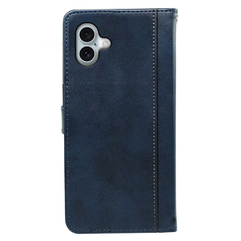 EIDERWOOD iPhone 16 Leather Flip Case w. Stand Function & Wallet - Blue