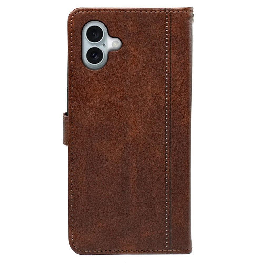 EIDERWOOD iPhone 16 Leather Flip Case w. Stand Function & Wallet - Brown