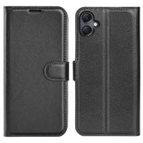 EIDERWOOD Samsung Galaxy A06 Litchi Leather Flip Case w. Wallet - Black