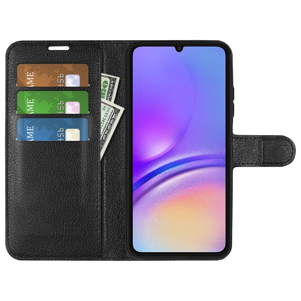 EIDERWOOD Samsung Galaxy A06 Litchi Leather Flip Case w. Wallet - Black