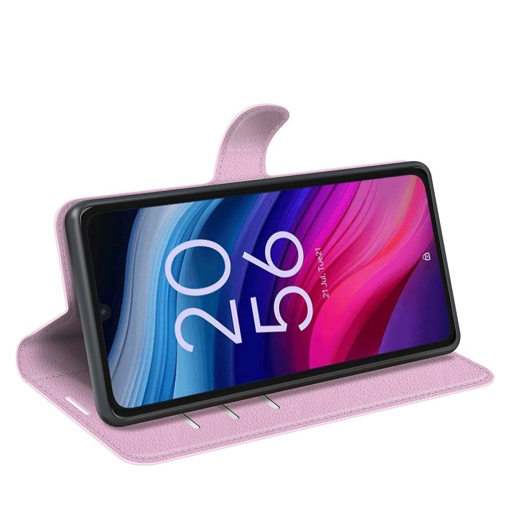 EIDERWOOD TCL 505 Litchi Faux Leather Flip Case with Wallet & Stand Function - Pink