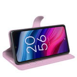 EIDERWOOD TCL 505 Litchi Faux Leather Flip Case with Wallet & Stand Function - Pink