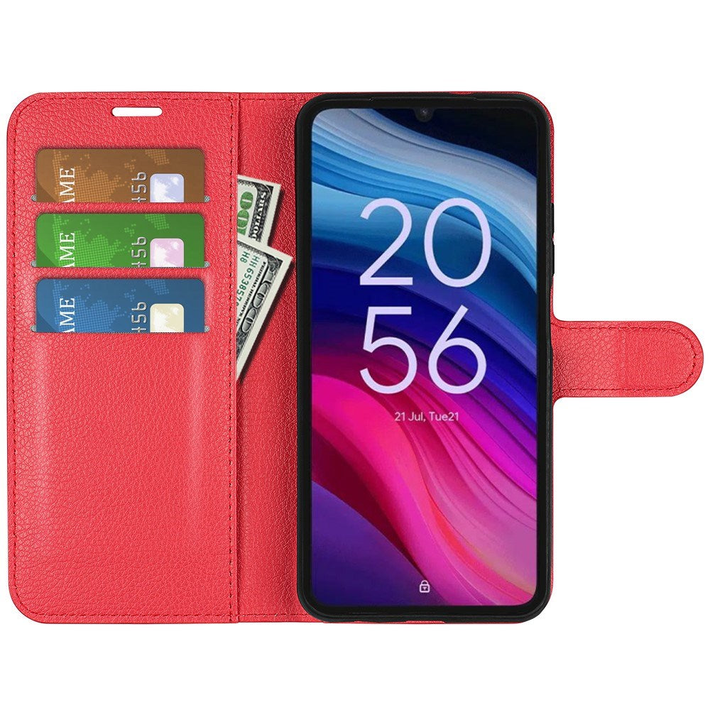 EIDERWOOD TCL 505 Litchi Faux Leather Flip Case with Wallet & Stand Function - Red