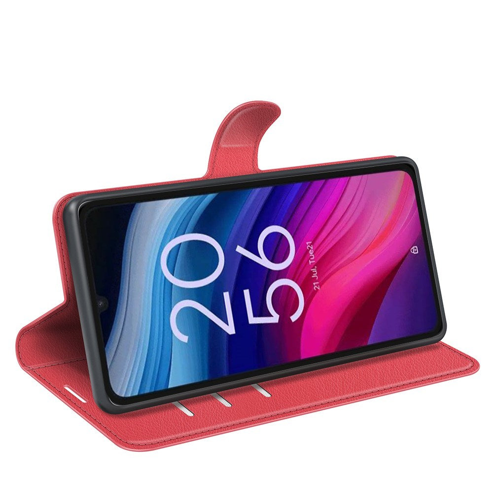EIDERWOOD TCL 505 Litchi Faux Leather Flip Case with Wallet & Stand Function - Red